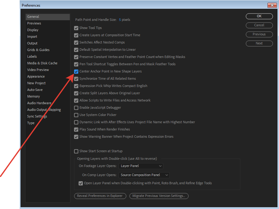 Center anchor point in shapes by default!